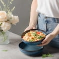 thumbnail image 6 of 30oz Pasta bowls set - 8" serving bowls - salad bowl set of 4 - Large ceramic Dinner bowls - Microwave safe Perfect for Housewarming, Thanksgiving, Christmas-Royal Blue, 6 of 12