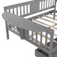 thumbnail image 6 of Full Size Daybed with Two Drawers, Full Size Wood Sofa Bed Frame with Arm Shelf for Kids Teens Adults,Bed Frame Elegant Furniture for Living Room ,Guest Room ,Children Room, No Box Spring Needed,Gray, 6 of 7