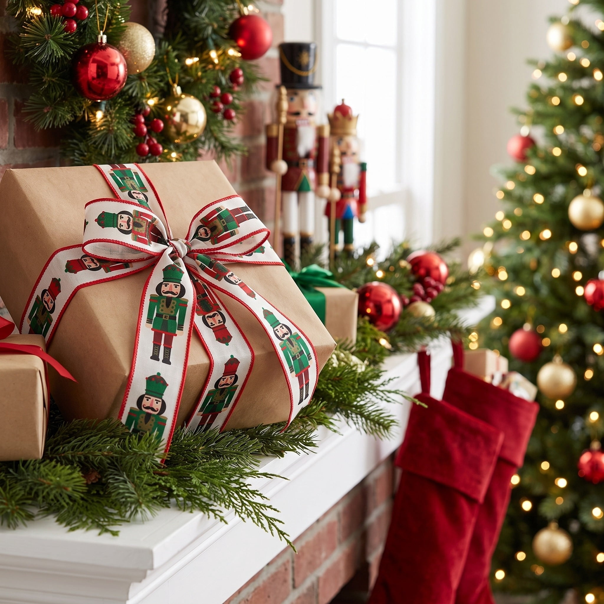 Multicolor Dual-Sided Nutcracker Christmas Ribbon, 2.5" x 15', by Holiday Time
