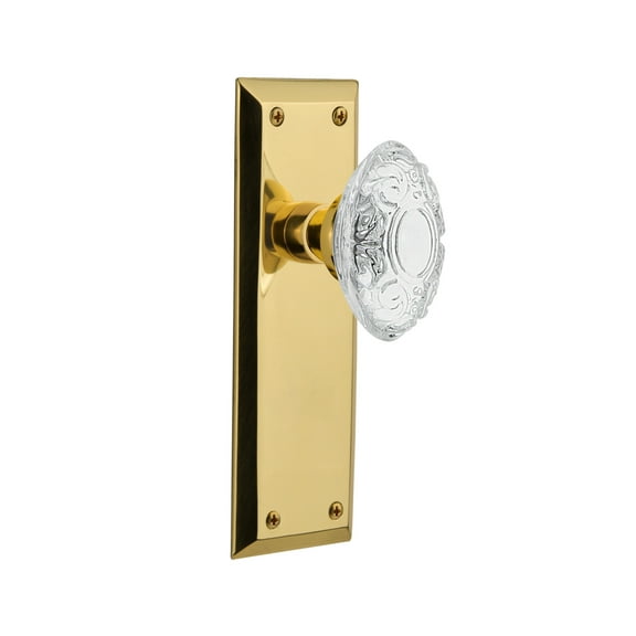 Nostalgic Warehouse Nykcvi_Sd_Nk Vintage Crystal Victorian Single Dummy Door Knob - Brass