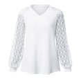 thumbnail image 4 of Pompotops Mode Femme Col en V Creux Manches Longues T-Shirt Automne Blouse Unie, 4 of 5