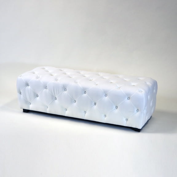 Mikome White Textile 51-Inch Tufted Bench Ottoman