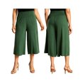 thumbnail image 2 of LMLYSoH Women’s High Rise Capri Pants Elastic Waist Solid Color Loose Fit Cropped Pants Trousers, 2 of 8