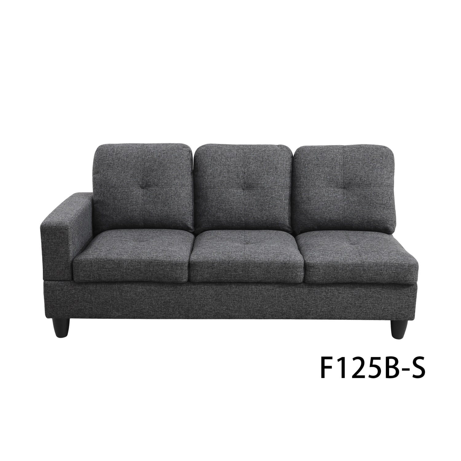 Hommoo Linen Living Room Furniture Set, Modern Couches and Sofa, Sectional Couch Sofa for Living Room, 17.5'' Back Height, Black Grey(No Ottomans)