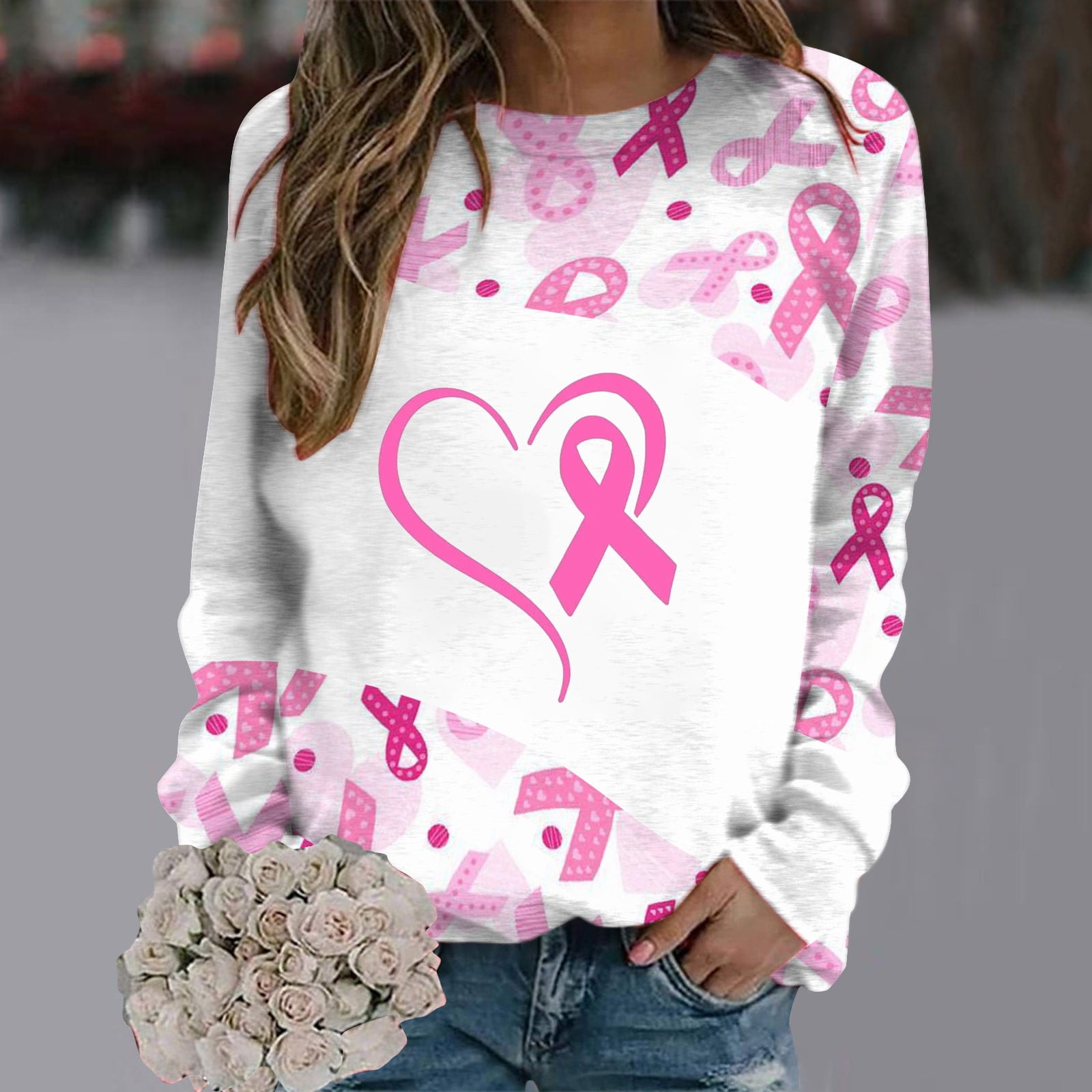 Octobre Rose - Ruban Rose - Lutte Contre Cancer Du Sein T Shirt Sensibilisation Et Soutien Idee Cadeau Femme