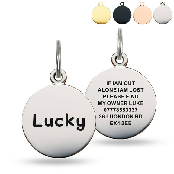 Personalized Dog Tags and Cat Tags, Stainless Steel Pet ID Tags, Custom Engraved Easy to Read, Multi-Color, Small and Large Sizes