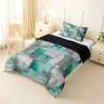 thumbnail image 2 of Homewish Green Geometric Grid Twin Comforter Sets,Abstract Art Bedding Set,Black Reversible,2-Piece,1 Comforter and 1 Pillowcase, 2 of 7