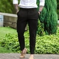 thumbnail image 2 of AWZXDE Men's Solid Color Pocket Button Casual Sporty Straight Leg Dress Pants for a Versatile and polished Black,M, 2 of 5
