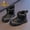 X-Black204, variant on Big Boys Girls Booties Non Slip Solid Color Soft Sole Plush Warm Thickened Comfortable Shoes For Daily Wear Black 3-3.5 Years