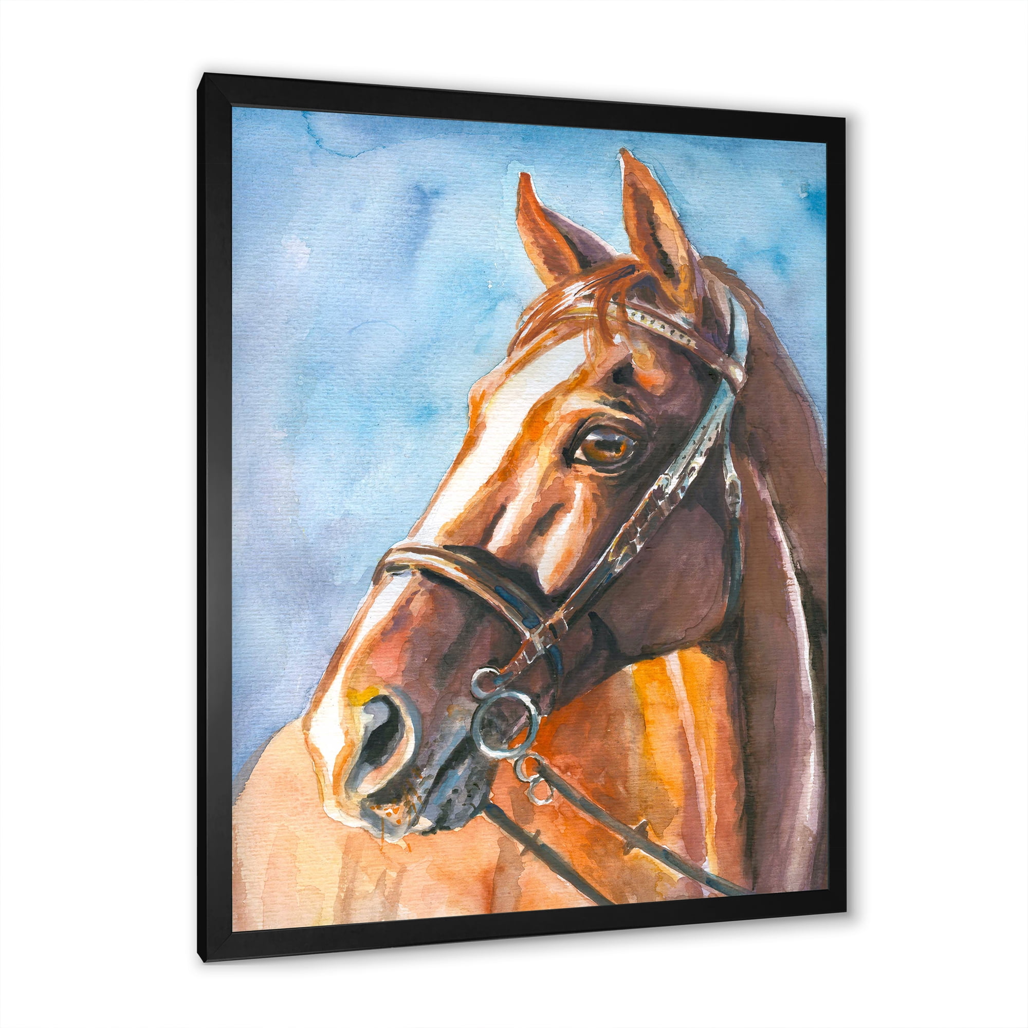 Designart 'Close Up Portrait of A Brown Horse' Farmhouse Framed Art Print