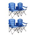thumbnail image 1 of Kamp-Rite Double Folding Camp Chair with Cooler & Cupholders, Blue (2 Pack), 1 of 9