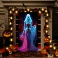 thumbnail image 2 of TanSiDing 1pcs Halloween Decorations Door Cover, Spooky Witch and Zombie Halloween Door Banner Bathroom Porch Door Backdrop Decor for Parties, Indoor Outdoor Themed Decoration, 2 of 9