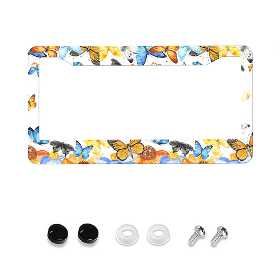 Butterfly License Plate Frame Beautiful Red Blue Butterfly Car Front License Plate Personalise Aluminium Car Plates Funny License Plate Frames Decorative for Men Women 12" X 6"