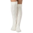thumbnail image 3 of Nooxsoe Women's Thigh High Socks Over the Knee Cable Knit Boot Socks, Warm Long Stockings Leg Warmers for Winter Outfits White a, 3 of 4