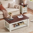 thumbnail image 5 of Joaxswe 3 Pieces Table Set for Living Room, Farmhouse Coffee Table & 2 Side Tables with Charging Station, Rustic Furniture Set, White, 5 of 10