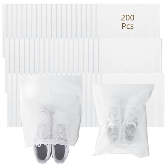 200Pcs Dustproof Shoe Storage Bags, Breathable Non-woven Shoe Pouches, Drawstring Storage Organizers for Travel