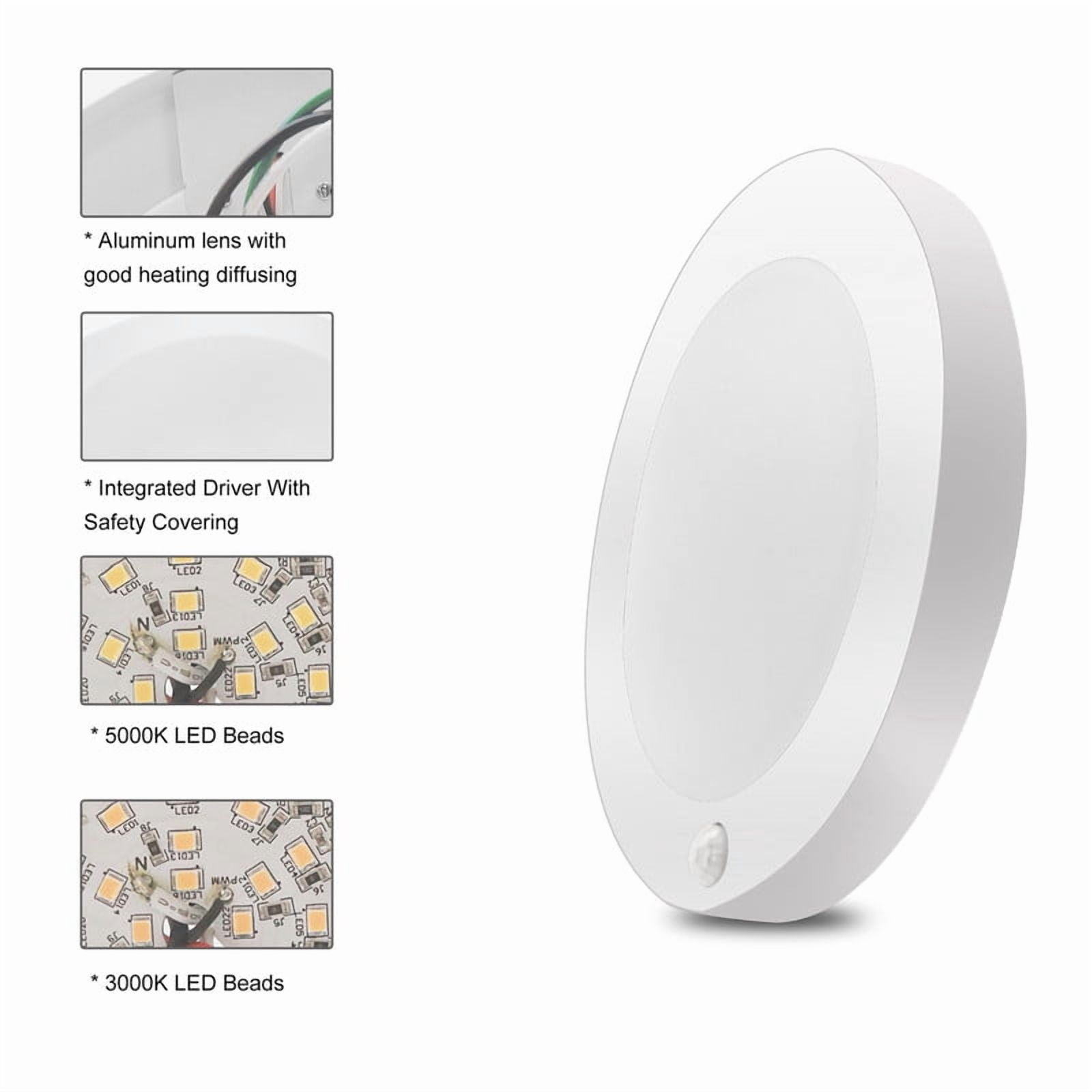 Lucere Motion Sensor LED Ceiling Light, 6inch 120V LED Flush Mount Round Lighting Fixture, 10W 700lm LED Closet Light for Indoor/Outdoor, Porches, Closet Rooms, Stairs, Hallways, 5000K Daylight White