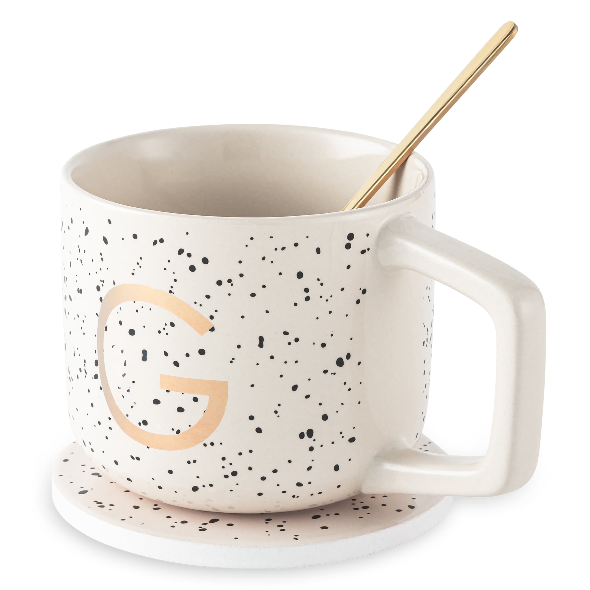 Thyme & Table 13.5 fl oz Monogram G Stoneware Mug, Coaster and Stir Set