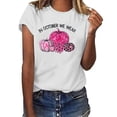 thumbnail image 2 of En Octobre Nous Portons des Hauts Roses pour Femmes Col Rond Manches Courtes Blouse Décontractée Imprimée Sensibilisation au Cancer du Sein, 2 of 5