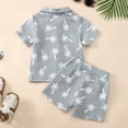 thumbnail image 6 of ANINEO Boys Summer Outfit Sets Short Sleeve Lapel Shirt And Shorts Beach Style Tropical Print Casual Two Piece For Toddler Breathable Child Clothing Sets, 6 of 9