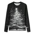 thumbnail image 5 of Horkkom Christmas Shirts for Women Holiday Party Xmas Tree Print Long Sleeve Shirts Plus Size Crewneck Christmas Tops M, 5 of 8