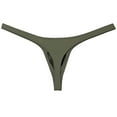 thumbnail image 2 of Botmois Men Solid Spandex Comfy Micro Pouch Thongs Sexy Bikini Tangas Guy String Swimwear Enhanced Pouch Skin Underpants Dark Army Green XL, 2 of 3