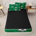 thumbnail image 4 of Castle Fairy Sport Soccer Zipper Twin Comforter Sets with Fitted Sheet and 2 Pillowcases, Vintage Ball Game Zipper Bedding Set, Green Black,4-Piece,Black Reversible, 4 of 6