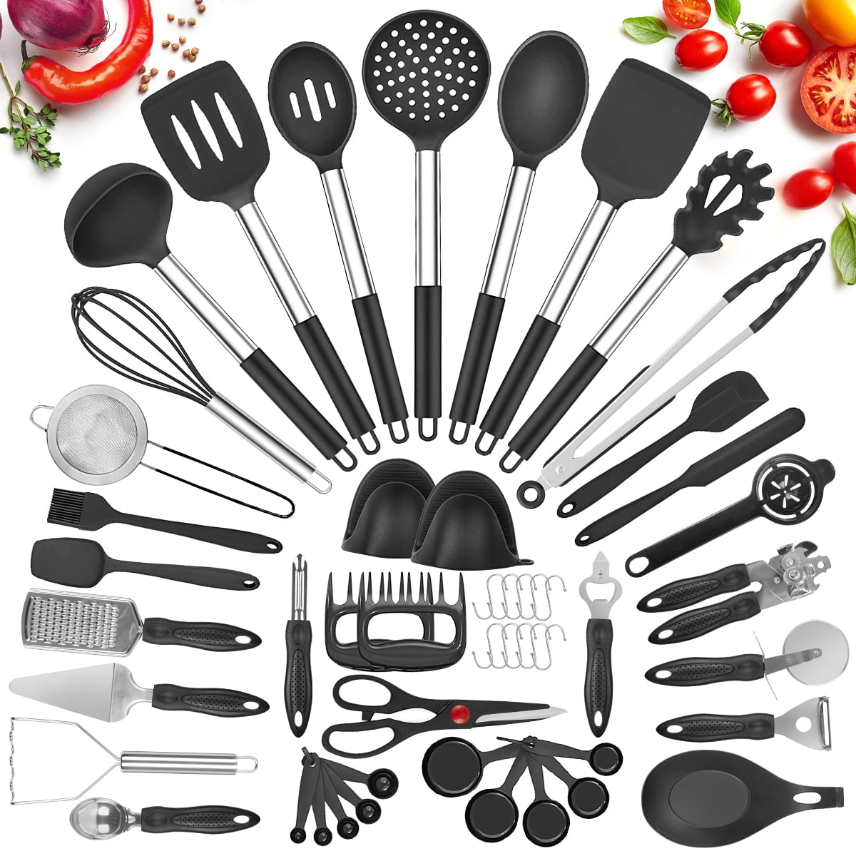 Details about   Silicone Kitchen Tools Set Cooking Tools Utensils Set Spatula Heat-resistant 