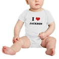 thumbnail image 2 of I Heart Jackson Love Funny Cute Baby Bodysuit Romper (White, 12-18 Months), 2 of 5