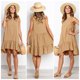 thumbnail image 1 of Popular cuello redondo sin mangas lunares suelto gran swing hoja de loto vestido MABOTO Caqui 3XL, 1 of 6