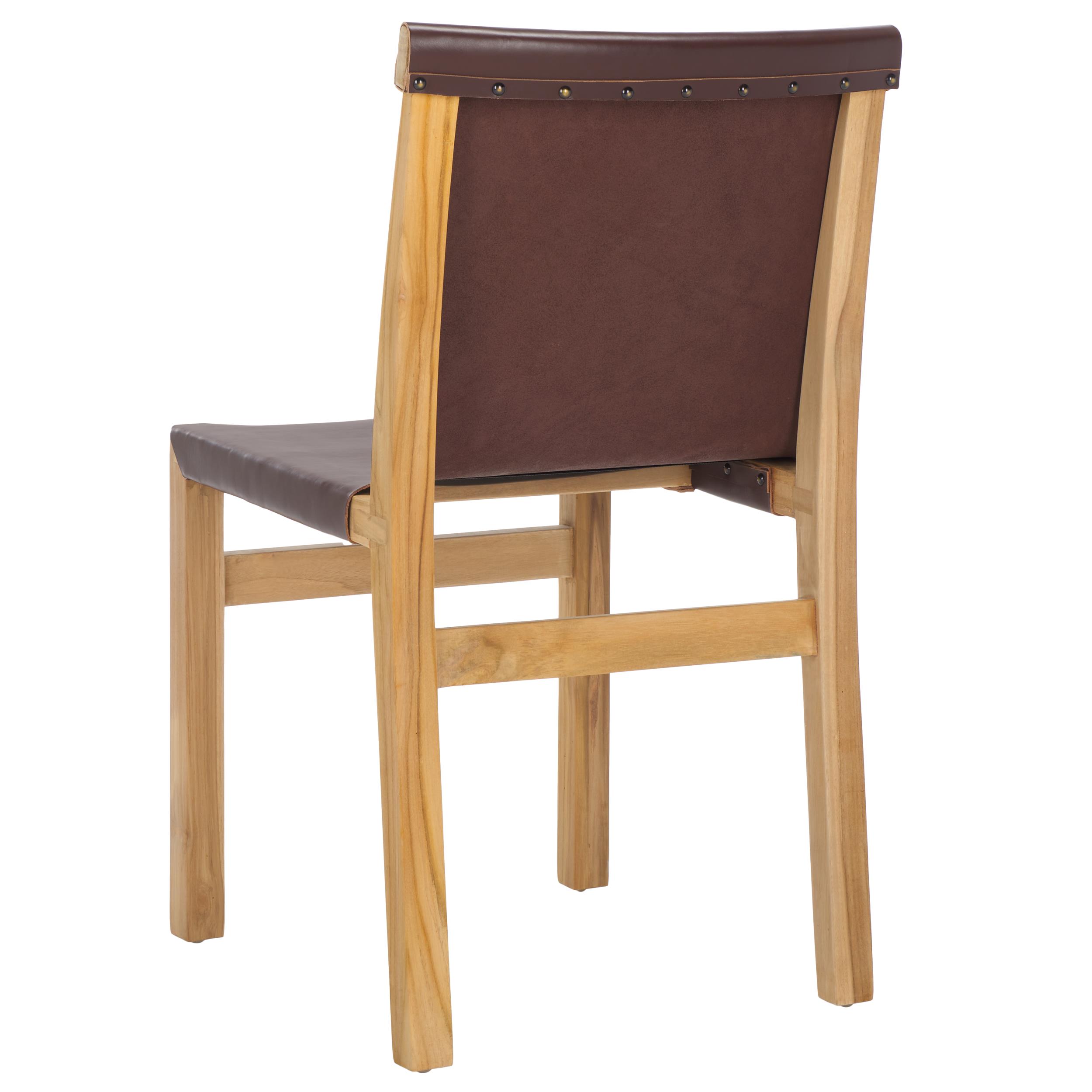 Safavieh Arian Scandinavian Wood and Leather Dining Side Chair, Cognac/ Natural