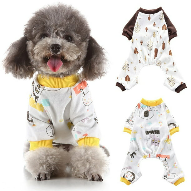 Cute Small Dogs Pajamas Pet 4 Legged Pajamas Forest Pattern Casual ...