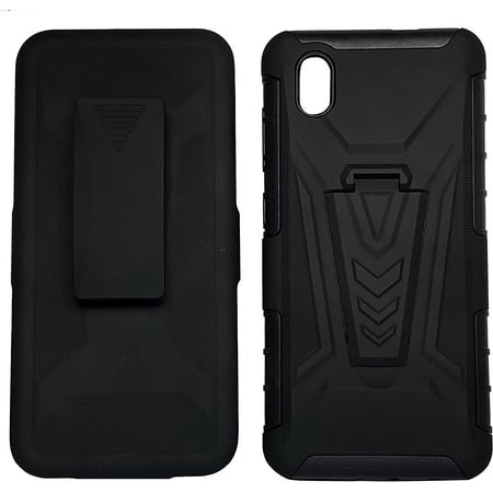 For ZTE Avid 579 Holster Hybrid Cover Phone Case - Black