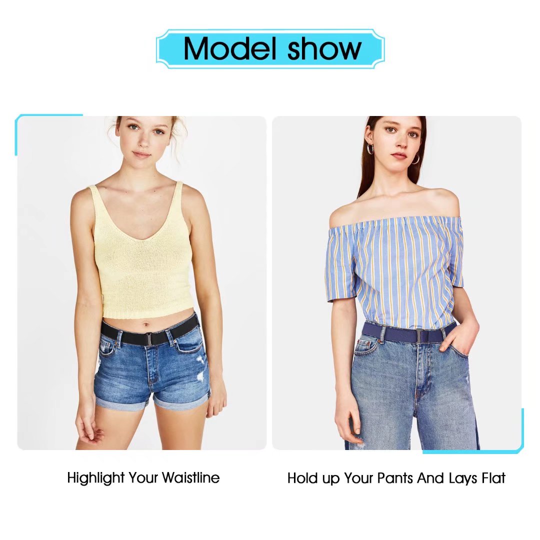 JASGOOD Women Invisible Stretch Belt with Flat Buckle photo 8
