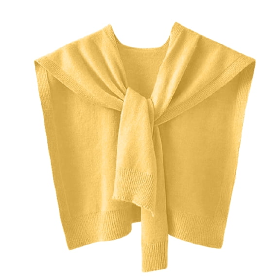 Knit Shawl Wrap for Women Elegant Solid Color Soft Shoulder Cape Versatile Evening Scarf Stole Yellow