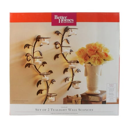 Iron Tealight - Better Homes and Gardens Vine and Leaf Tealight Wall Sconces, Set of 2