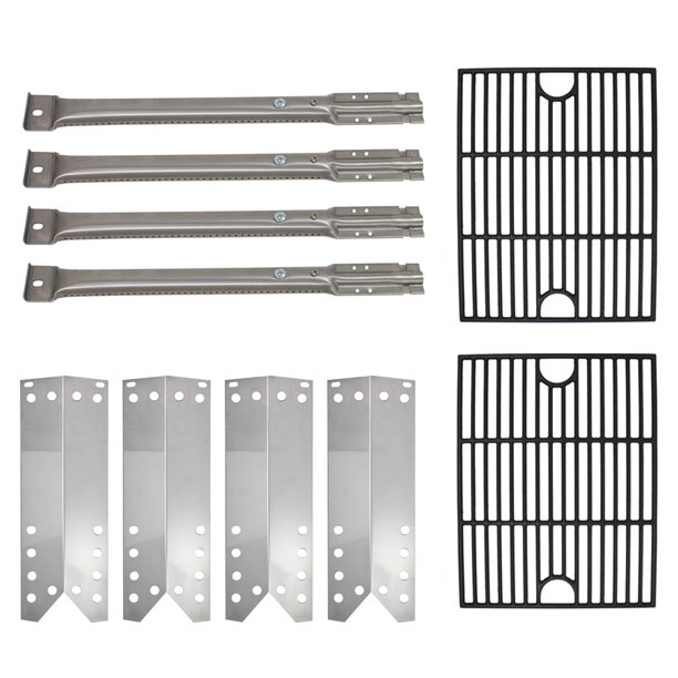 4 BBQ Gas Grill Tube Burner, 4 Heat Shield Plate Tent & 2 Cooking