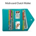 thumbnail image 3 of HAWEE Card Wallet RFID Blocking Envelope Style Tri-fold Checkbook Clutch Slim Vegan Leather 2 ID Windows with Coin Pocket, Green, 3 of 7