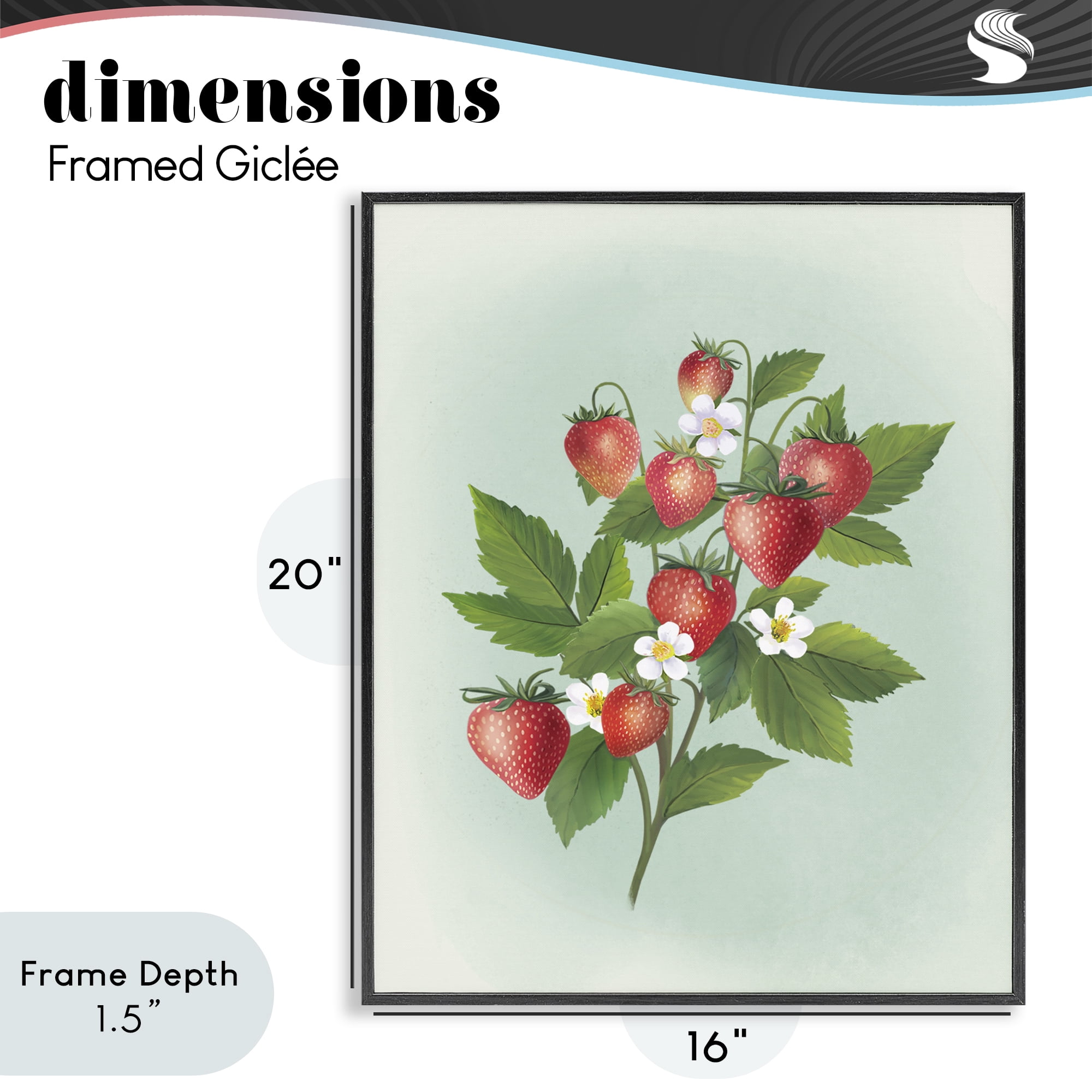 Stupell Industries Vintage Strawberry Bundle Black Framed Giclee Art, design by Diane Neukirch