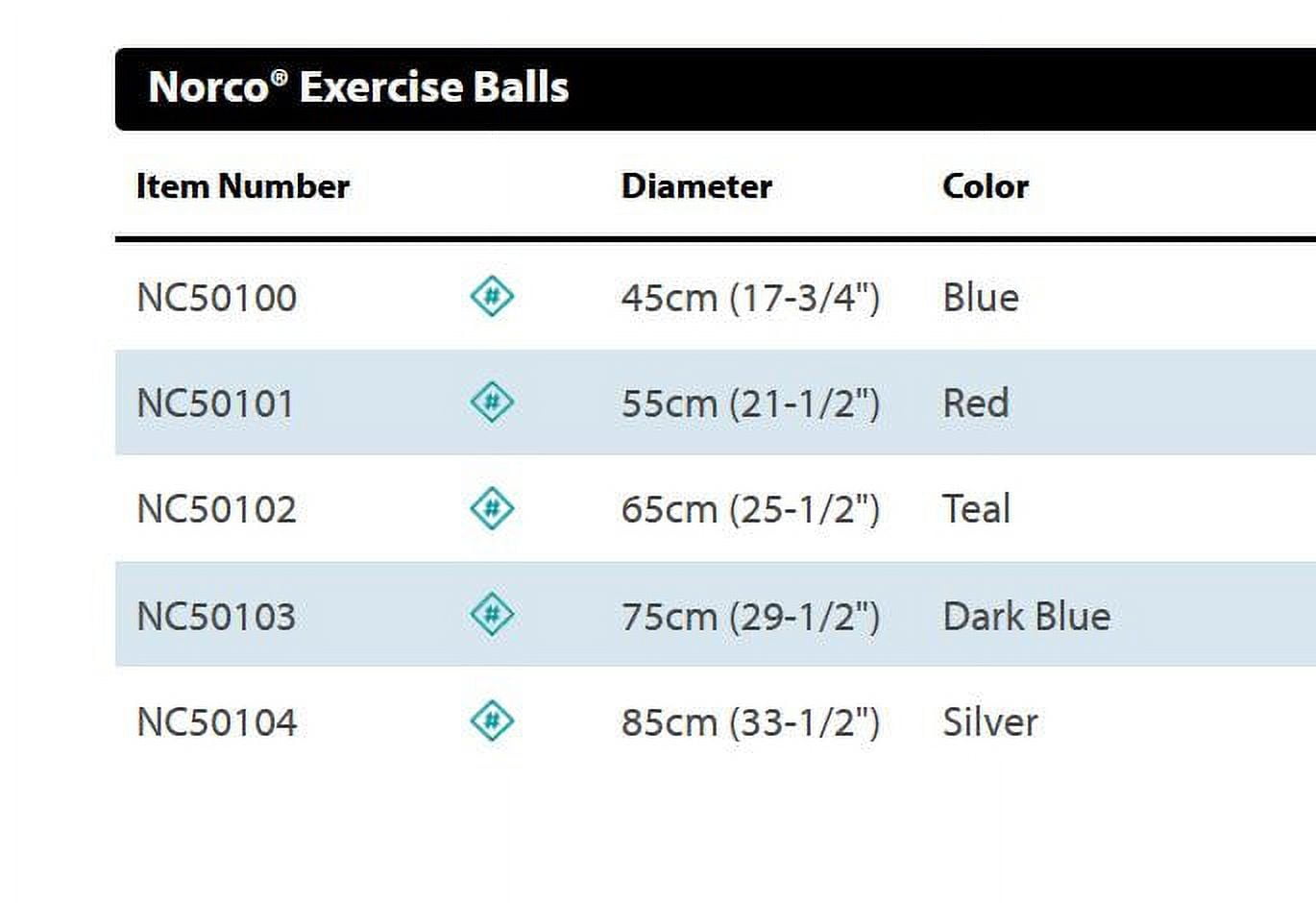 Norco Exercise Ball, 65cm Diameter - Teal