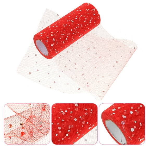 FUTUREORYY 1Pcs Party Gauze Ribbon Red Tulle Roll for Wedding Decoration and Diy Crafts 25 Yards