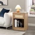 thumbnail image 4 of OAKHAM Rattan Nightstand with Charging Station, Boho Bedside Table with Type-C/USB Port, Weathered Oak, 4 of 8