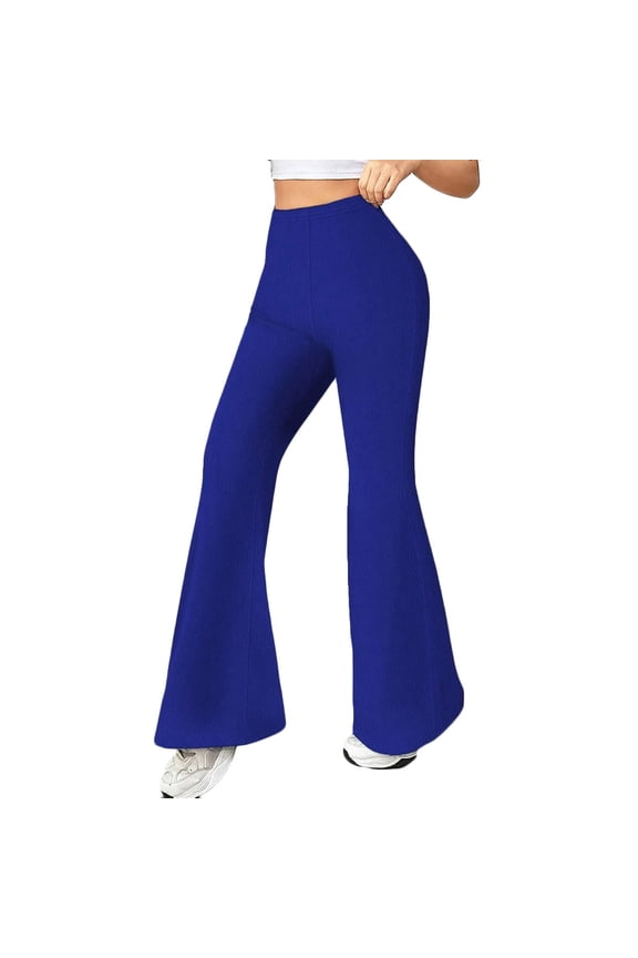 Womens Comfy Leggings Dressy Flare Leg High Waist Solid Color Breathable Dailywear Sport Work Pants