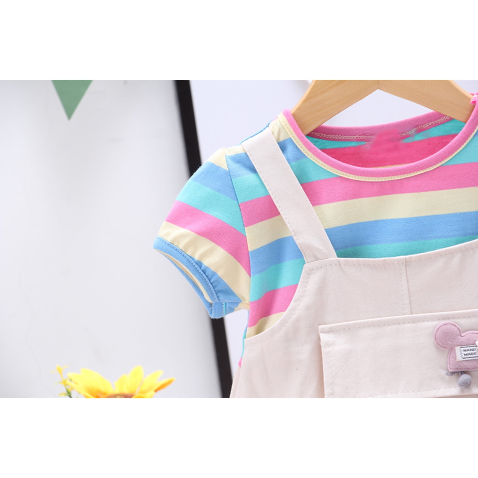 Big Kid Girl Dress Baby Overall Dress Short Sleeved New Summer Clothes Girls Dress Baby Color Strip Baby Cute Baby Summer Dress Girls Clothes Hot