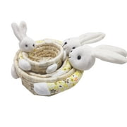 Fankiway Home Decoration Ornaments Easter Rabbit Straw Three-Piece Storage Basket