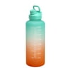 Tasty Plastic Motivational Water Bottle with Leak-Proof Lid, Easily Track Water Intake, 64 Ounce, Half Gallon, Teal/Orange Ombre