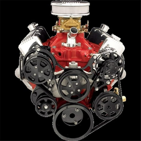 Billet Specialties BLK13220 Small Block Chevy Tru Track Pulley System, Black