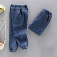 thumbnail image 5 of Odeerbi 2-10 Years Toddler Boys Girls Jeans Jogger Denim Pants Solid Color Mid Waist Cowboy Jeans with Pocket, 5 of 9