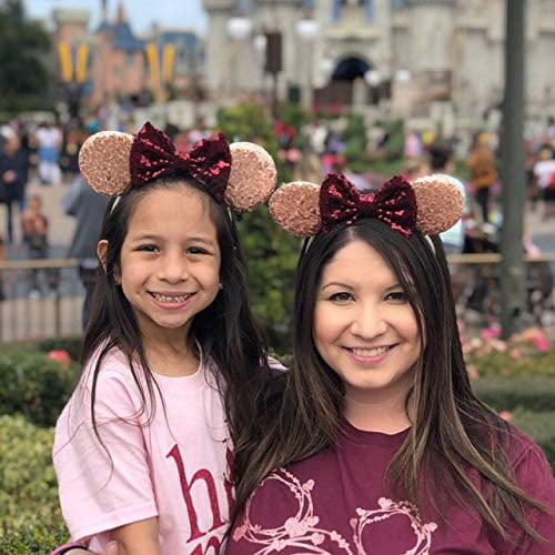 CLGIFT rose gold Burgundy Minnie ears rose gold Minnie Minnie
