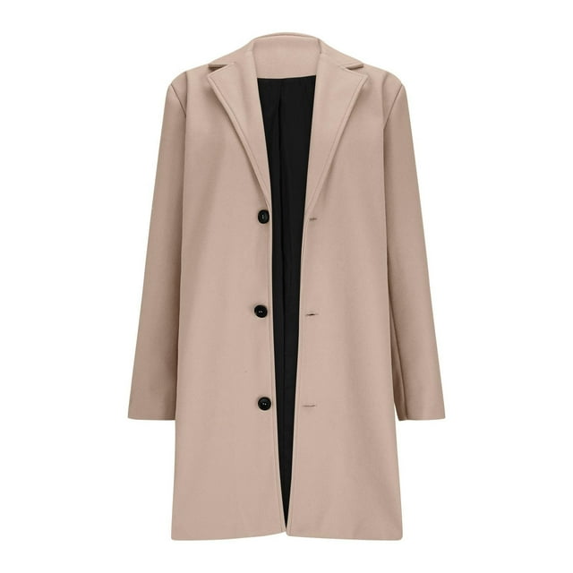 Comdrip Coat for Women! Wool Coat Women Lapel Button Down Coats for Women Winter Long Sleeve Work Long Wool Coat Overcoat Overcoat for Women Winter Light Pink M
